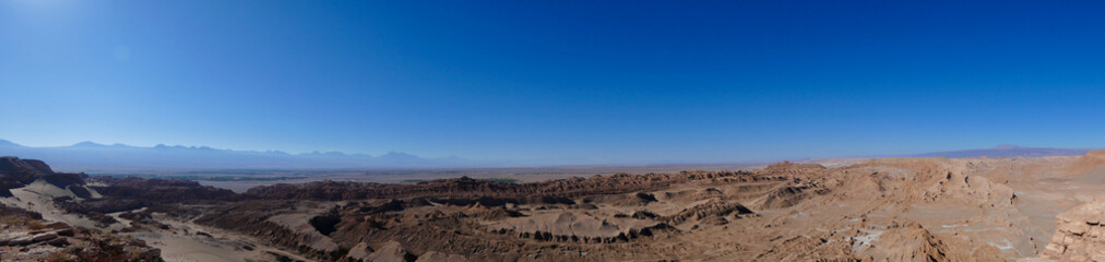 Atacama salt desert landscape panorama from view point, Chile