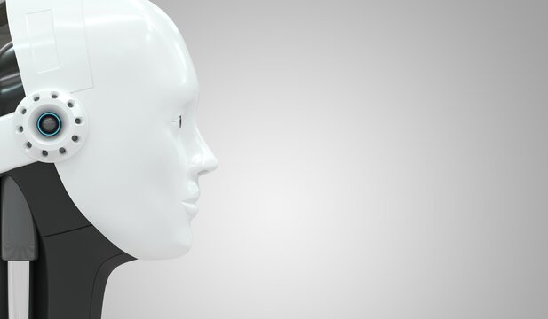 t&ecirc;te de robot humano&iuml;de - rendu 3D