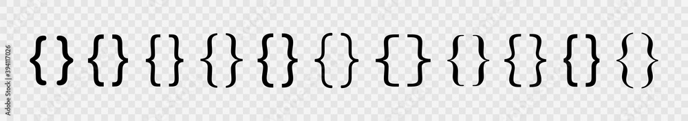 Poster set of bracket vector collection. quote symbol. brackets icon isolated. elements for typography. sig