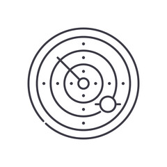 Distance control icon, linear isolated illustration, thin line vector, web design sign, outline concept symbol with editable stroke on white background.