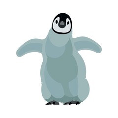 Emperor baby penguin with raised wings