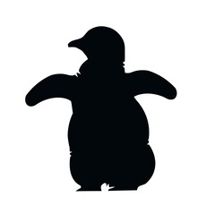 Emperor baby penguin with raised wings silhouette
