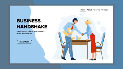 Business Handshake Man And Woman Partners Vector