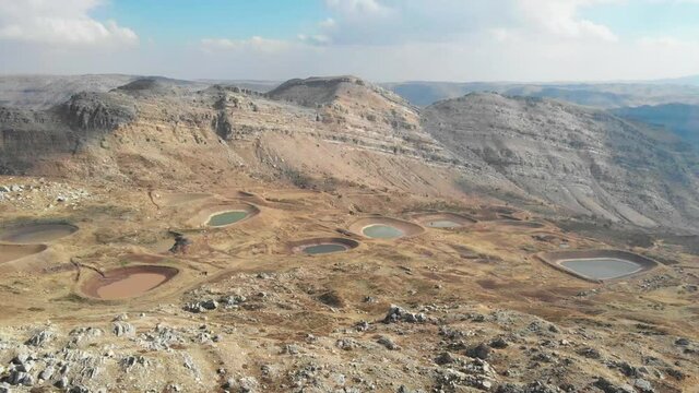 Man-made water reservoirs in the mountains