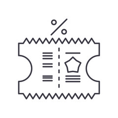 Discount coupon icon, linear isolated illustration, thin line vector, web design sign, outline concept symbol with editable stroke on white background.