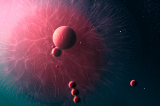 Abstract spheres on colorful background with texture