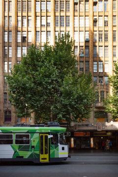Melbourne tram in city