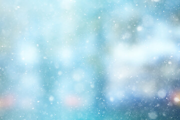 abstract blue background snow snowflakes, new year, glow design
