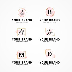 Fototapeta premium Watercolor Logo Design Template Vector. Elegant Logo Design