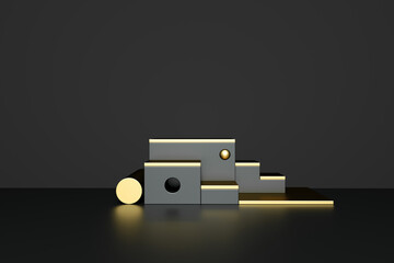 3D rendering black geometric background, can be used for posters, commercial activities and other background