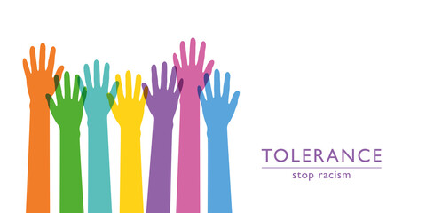 raised human hands respect and tolerance concept vector illustration EPS10