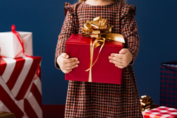 Toddler Girl Holding Present Box