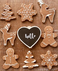 Merry Christmas homemade figures covered by icing-sugar for 2021 new year wallpaper