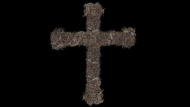 cross made of human bodies