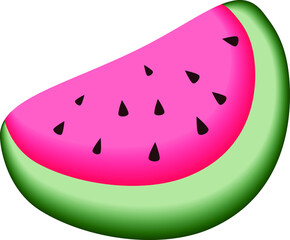 a slice of watermelon with rind and seeds,vector illustration isolate on white background