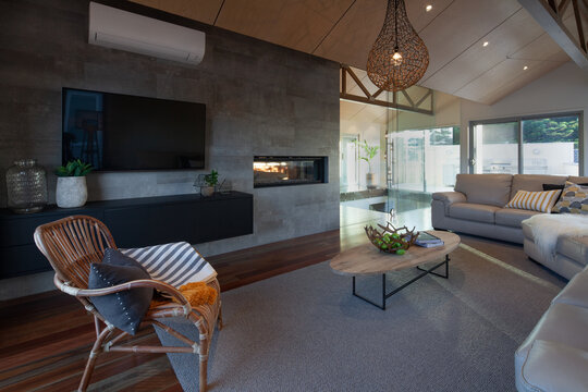 Luxury living space in contemporary architect designed home