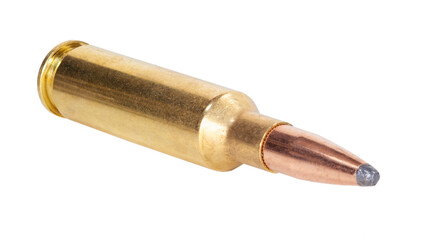 Rifle bullet isolated on a white background