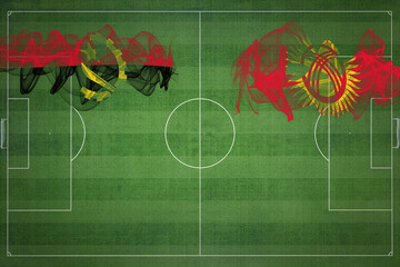 Angola vs Kyrgyzstan Soccer Match, national colors, national flags, soccer field, football game,...