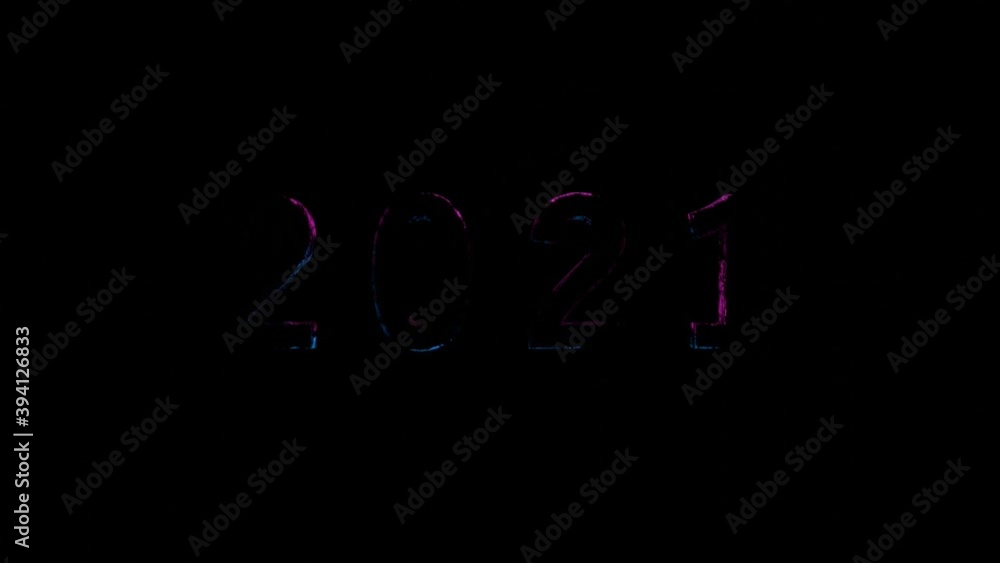 Poster happy new year theme - 4k video animation of textured 2021 number or text with forming and disappear