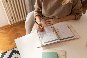 Pregnant Woman Writing in her Planner