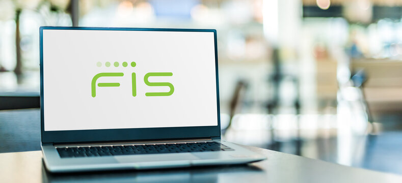  Laptop computer displaying logo of FIS