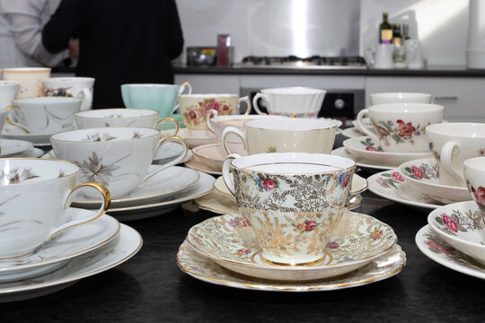 Teacups set up for Australia's Biggest Morning Tea fundraiser