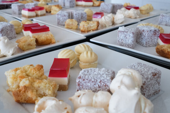 Plates of cakes at fundraising event