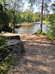 Path in summer park, sea