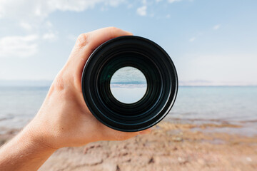Sea and sky through camera lens