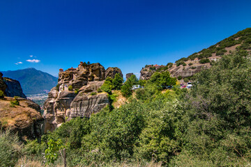 view of the mountains in Meteora, Grece. 