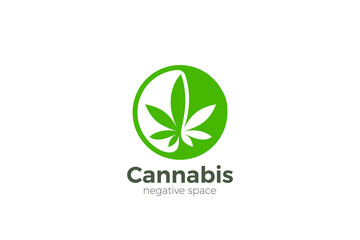 Cannabis Logo Circle shape design vector template