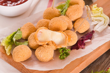 Fried Mozzarella cheese balls.
