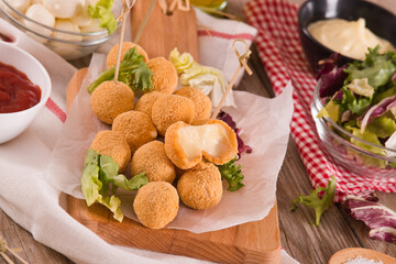 Fried Mozzarella cheese balls.