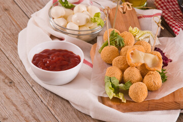 Fried Mozzarella cheese balls.