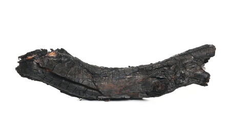 Burnt wood isolated on white background