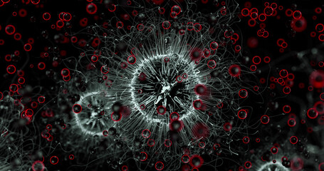 Group of Viruses examined and analyzed through the microscope.