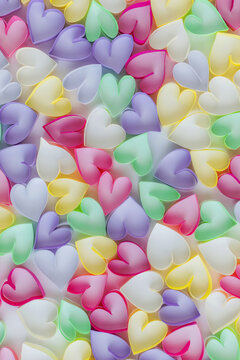 Hearts made with paper strips collected together as colorful backdrop