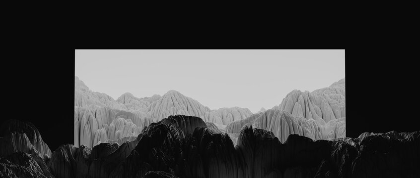 Fototapeta 3d illustrated scene of a landscape enclosed by walls