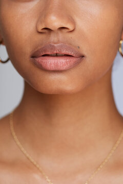 Gorgeous hydrated lips closeup