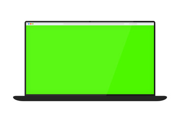 Realistic Modern slim laptop. Greenscreen, Illustration for business and work. On a white background. Vector illustration