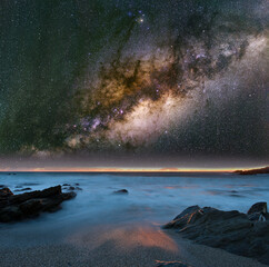 Milky Way over a Cornish beach.