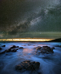 Fototapeta na wymiar Milky Way over a Cornish beach.