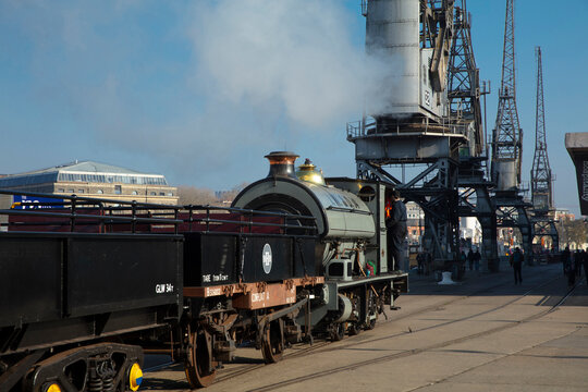 Bristol, UK, 23rd February 2019, Portbury steam loco of the Bristol Harbour Railway on Wapping Wharf at M Shed museum