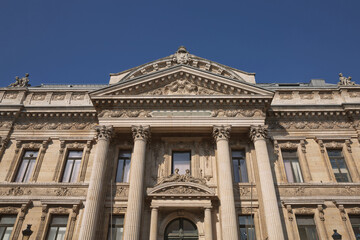 Famous building of Stock Exchange (Bourse de Bruxelles, Beurs van Brussel). Building was erected...