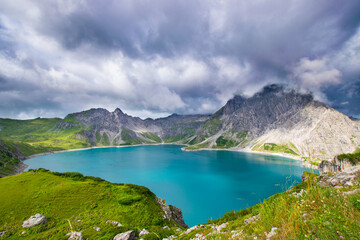Naklejka na ściany i meble lake (Lunersee) in the mountains (alps)