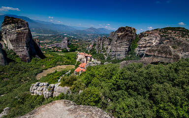 Monasteries on the mountain peaks in Meteora, Greece