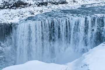 Dettifoss waterfall in winter season