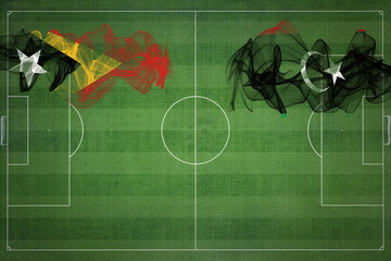 East Timor vs Libya Soccer Match, national colors, national flags, soccer field, football game,...