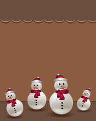 Merry Christmas greeting card template with Christmas snowman with hat, template blank