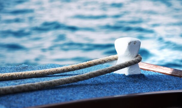Close-up Of Rope Tied On Boat